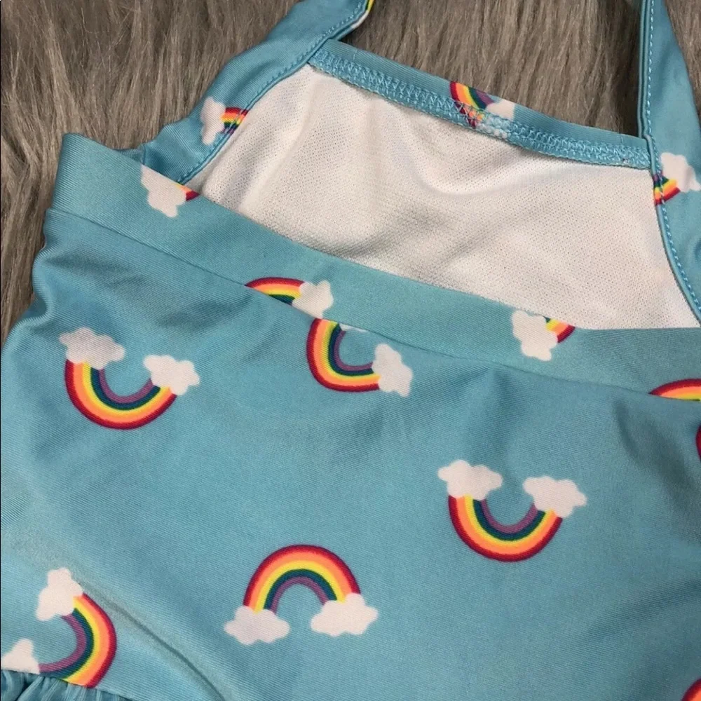 Cat Jack Baby Girls Blue Rainbow Swimsuit 18m